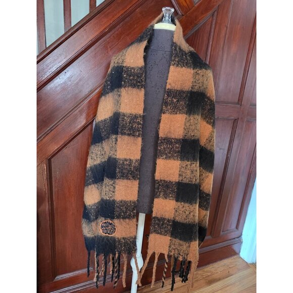 H&M Cosmic Youth Oversized Plaid Scarf With Fringe - Picture 3 of 5